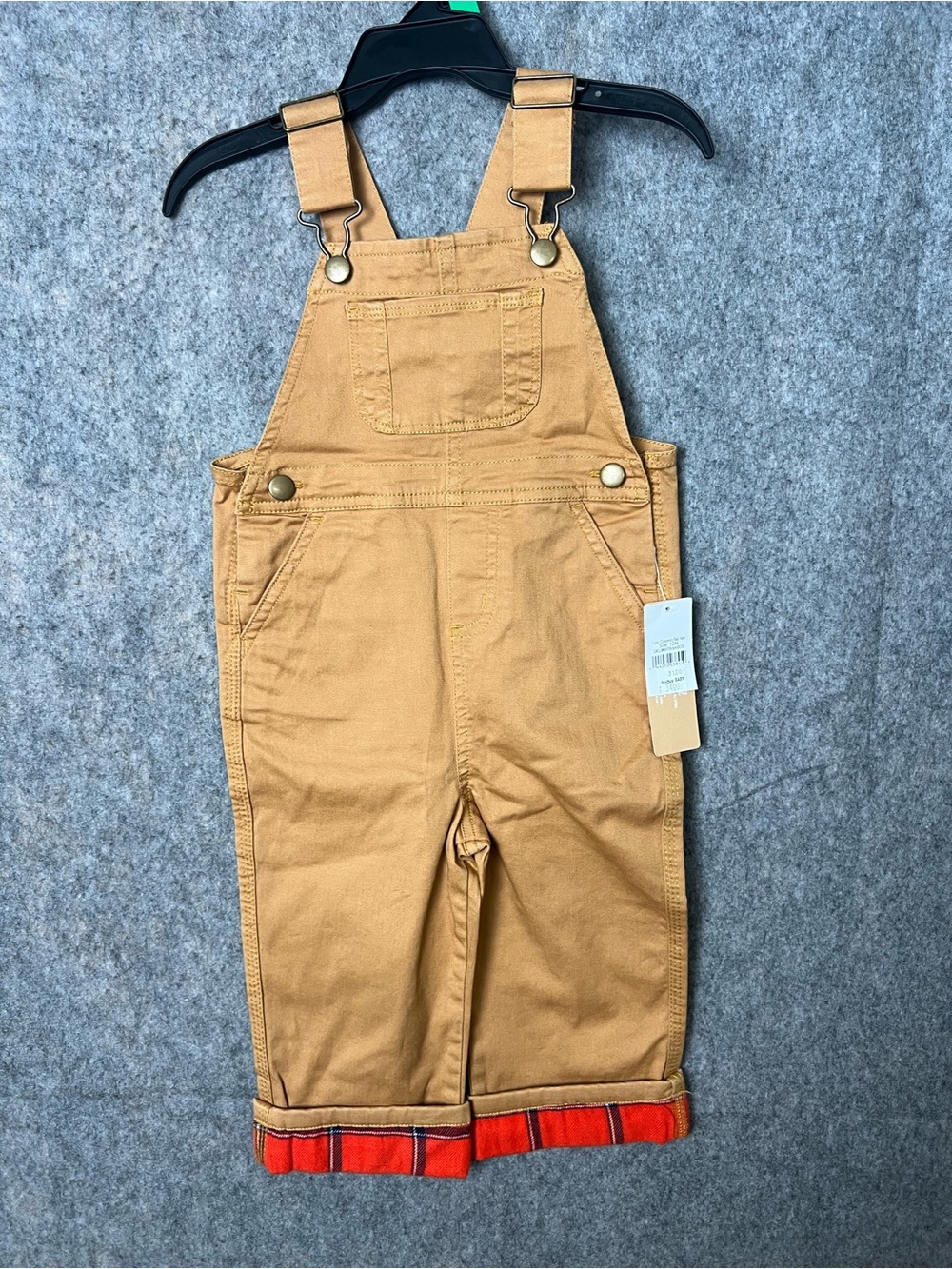 Ever‎ & Ever Baby 12 months Tan Cotton Overalls Adjustable Straps Nwt